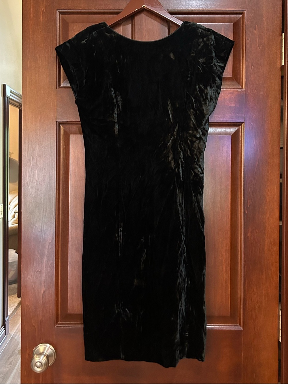 Vintage 80s Prago Fashions Black Velvet Bow Dress ILGWU USA Sz 8